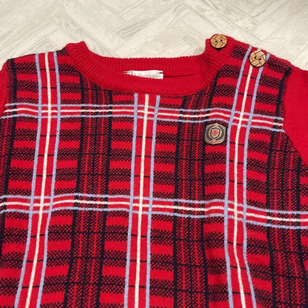 Tutto Piccolo Red Holiday Christmas Plaid sweater, size 36 month or 3